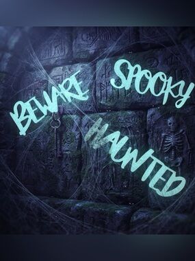 Spooky Beware Haunted metal signs set of 3